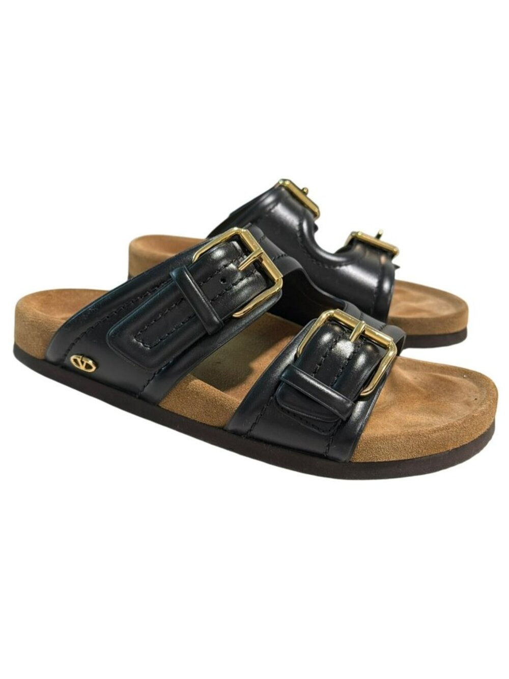 Valentino Fussfriend double-strap leather slides Size 38 US 8